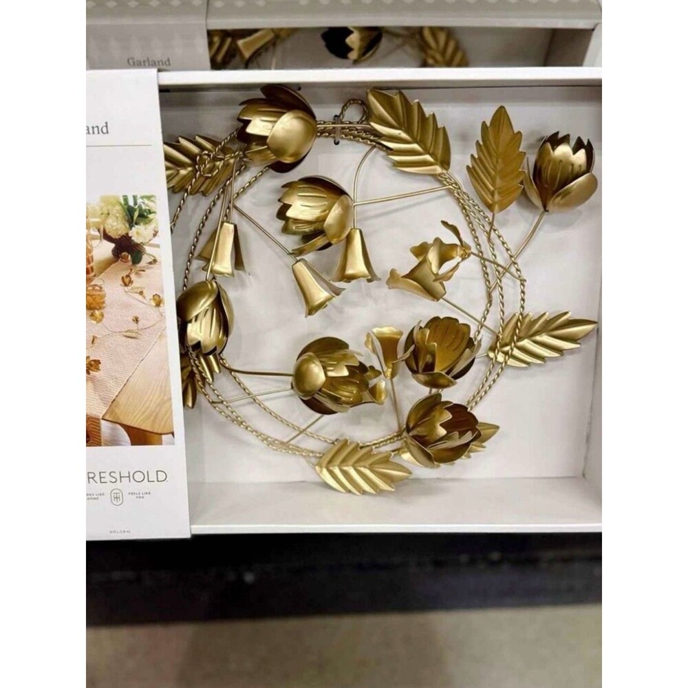 Threshold gold metal botanical Garland